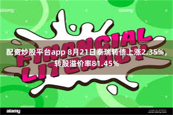 配资炒股平台app 8月21日泰瑞转债上涨2.35%，转股溢价率81.45%